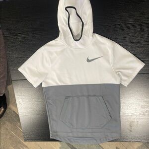 Nike White and Gray Athletic Hoodie